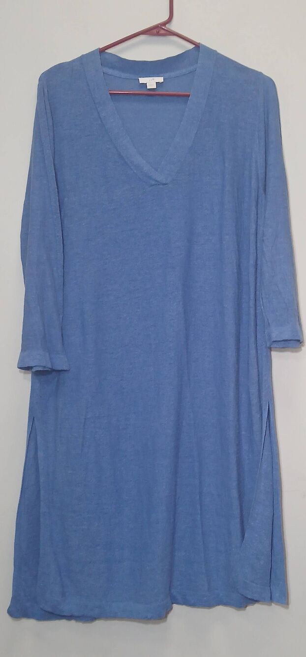 J.jill womens large blue shify dress linen knit lounge errands casual work